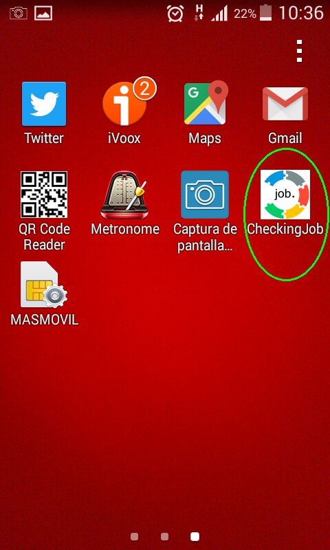 App CheckingJob: pantalla inicial