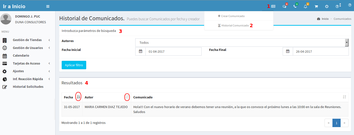 Historial Comunicado