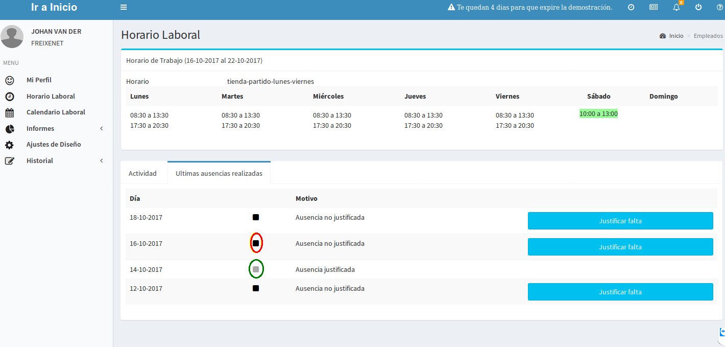 Info web usuario - Horario Laboral 