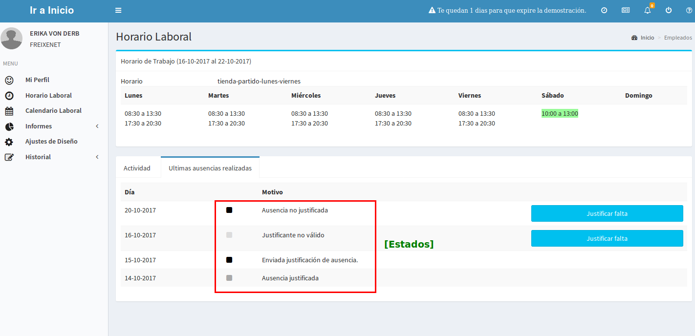 Info web usuario - Horario Laboral 